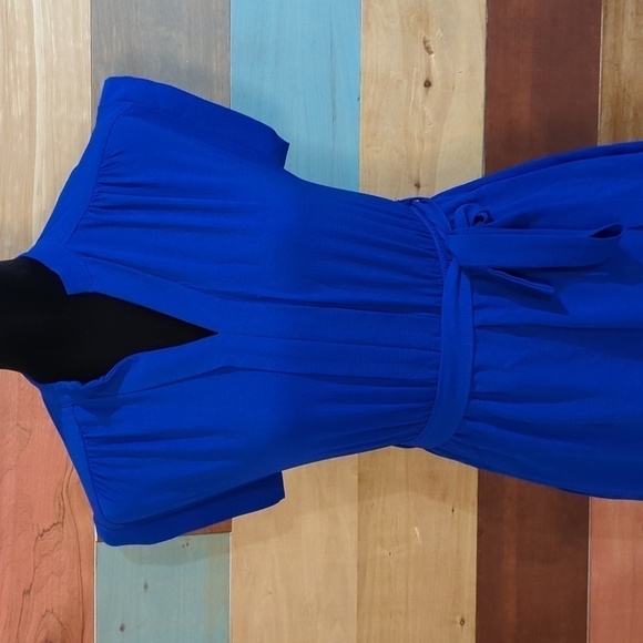 SMALL royal blue lined dress with belt - Picture 2 of 6